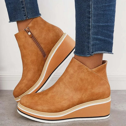 Fashionable Ankle Boots with Side Zipper