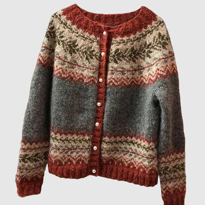 Cozy Fair Isle Knit Women's Cardigan Sweater