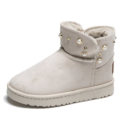 Pull on Fur Lined Platform Snow Boots Warm Winter Ankle Boots