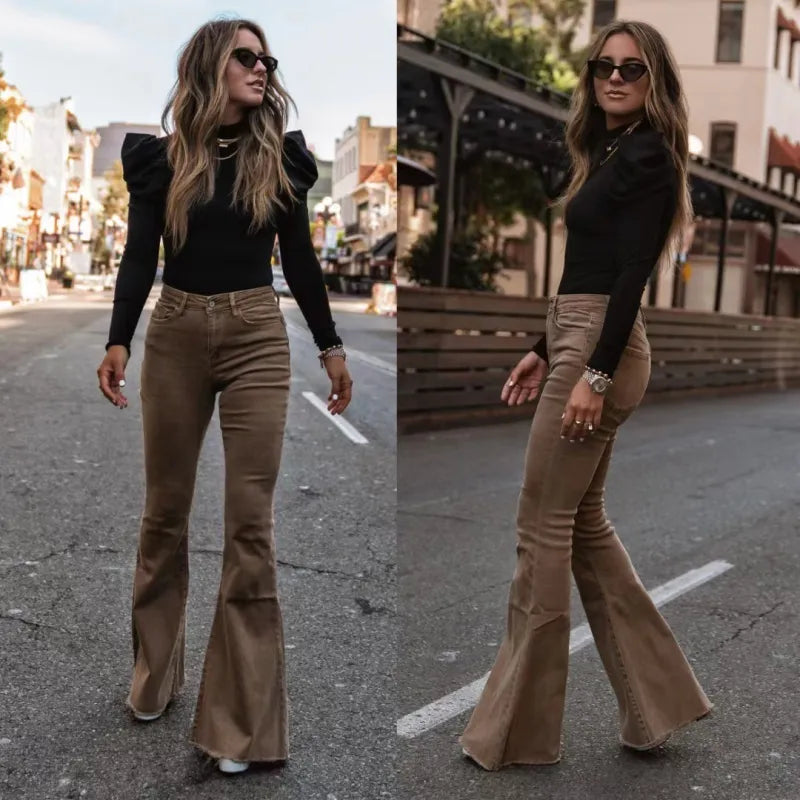 Luxurious High Waist Velvet Womens Pants