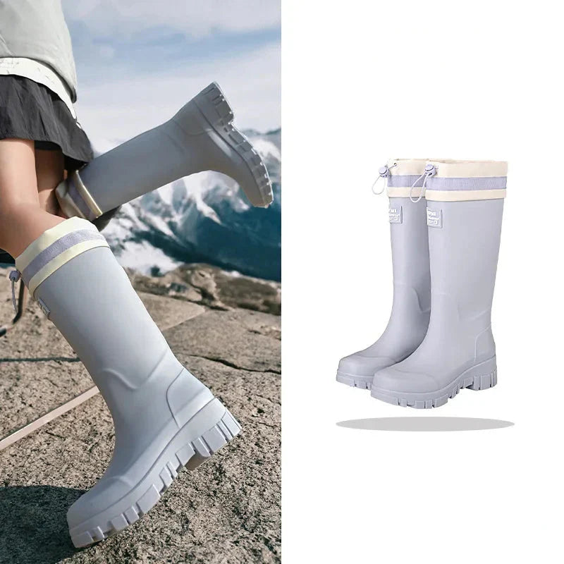 Rain Boots for Autumn - Retro Waterproof Rubber Boots with Non-Slip Sole for Women