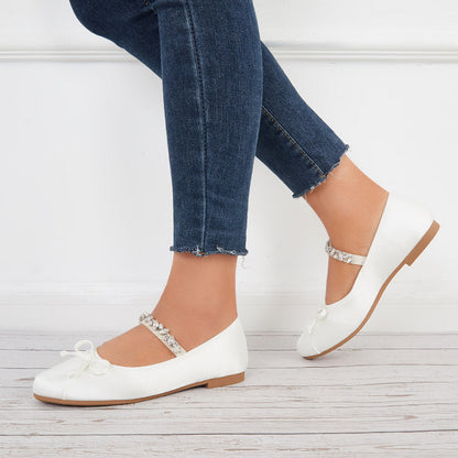 Women Mary Jane Flats Round Toe Slip on Ballet Flat Shoes