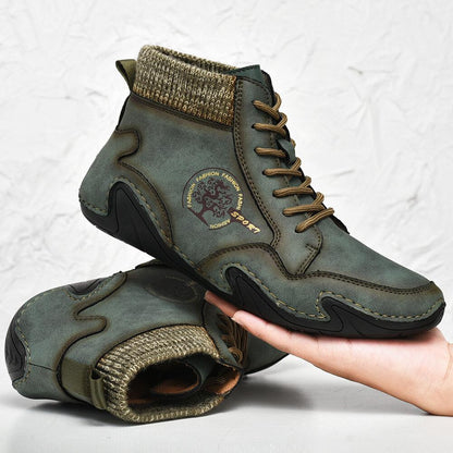 Barefoot Beck Shoes Men's Handmade Soft Slip Resistant Lace Up Leather Ankle Boots