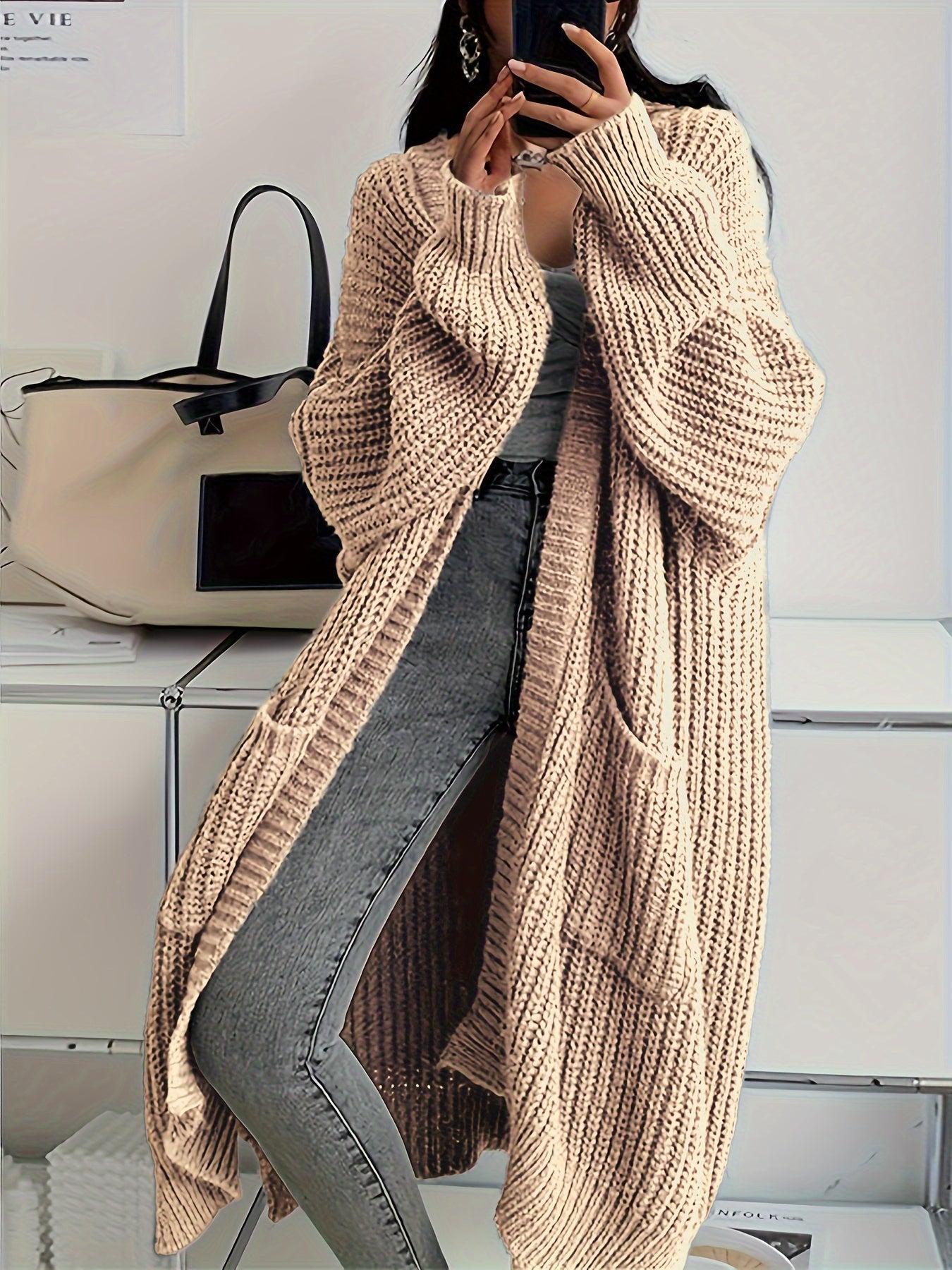 Soft Large Pocket Ladies Wool Sweater Cardigan