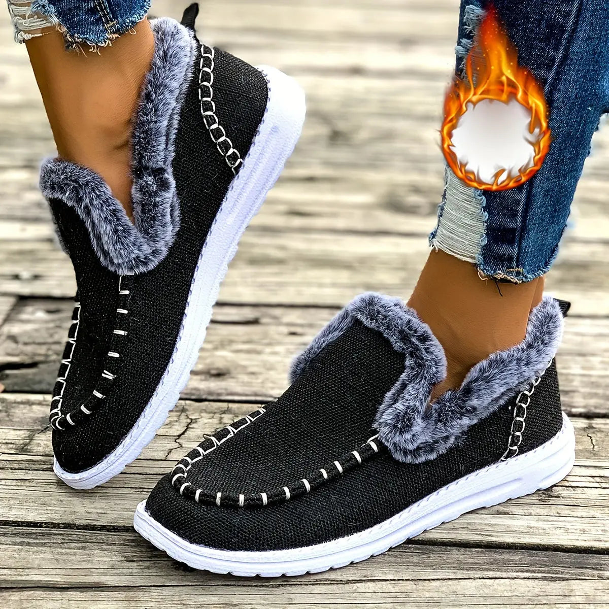 Soft Faux Fur Warm Winter Slip On Shoes