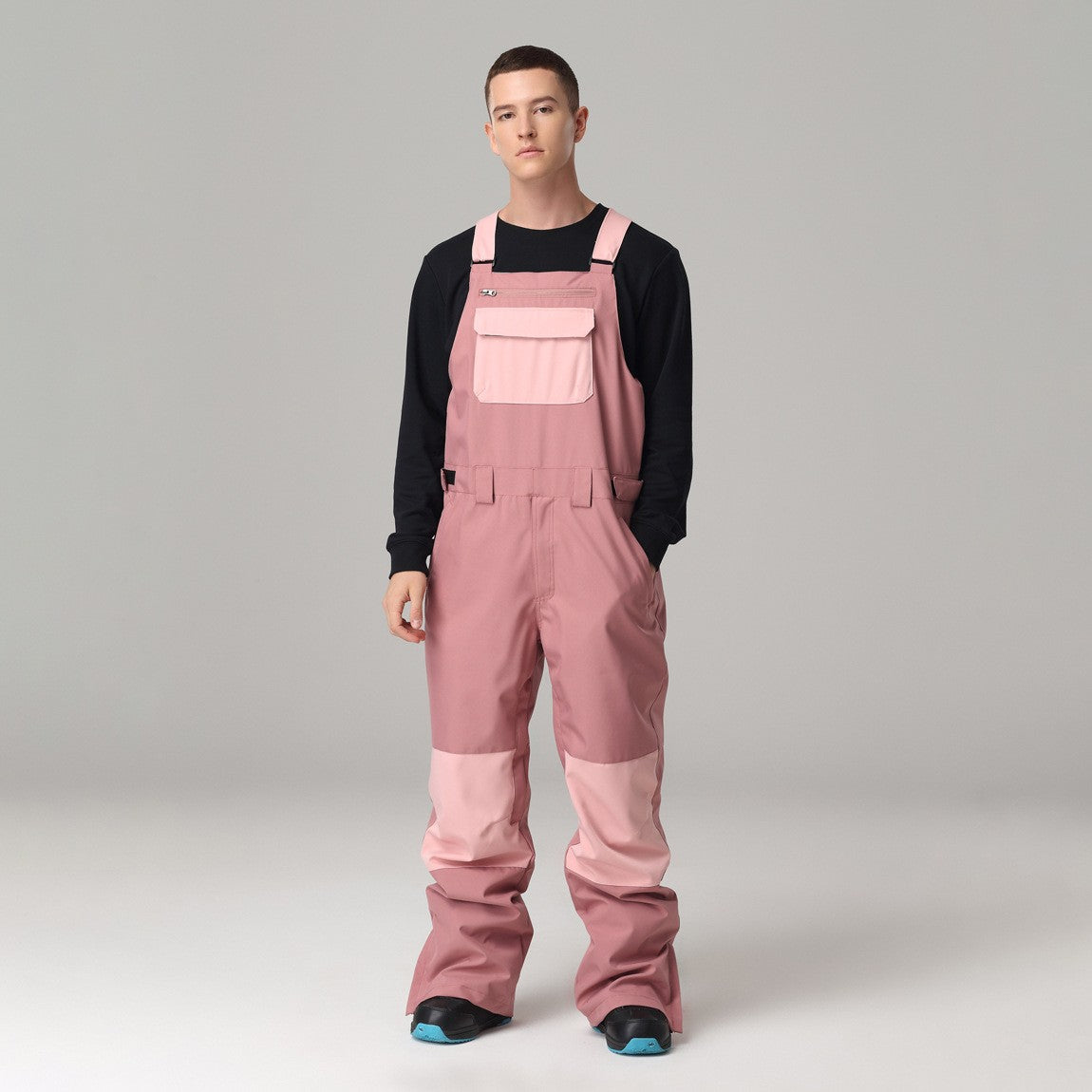 Unisex Windproof Contrast Color Ski Bib Pants