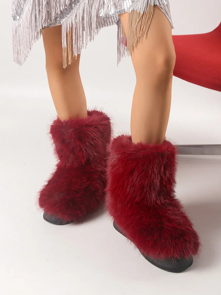 Warm Faux Fur Ankle Boots for Women
