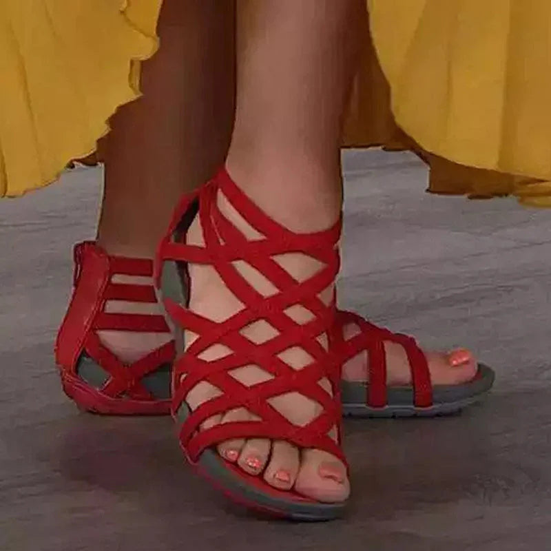 Round Toe Hollow Roman Gladiator Beach Wedge Sandals