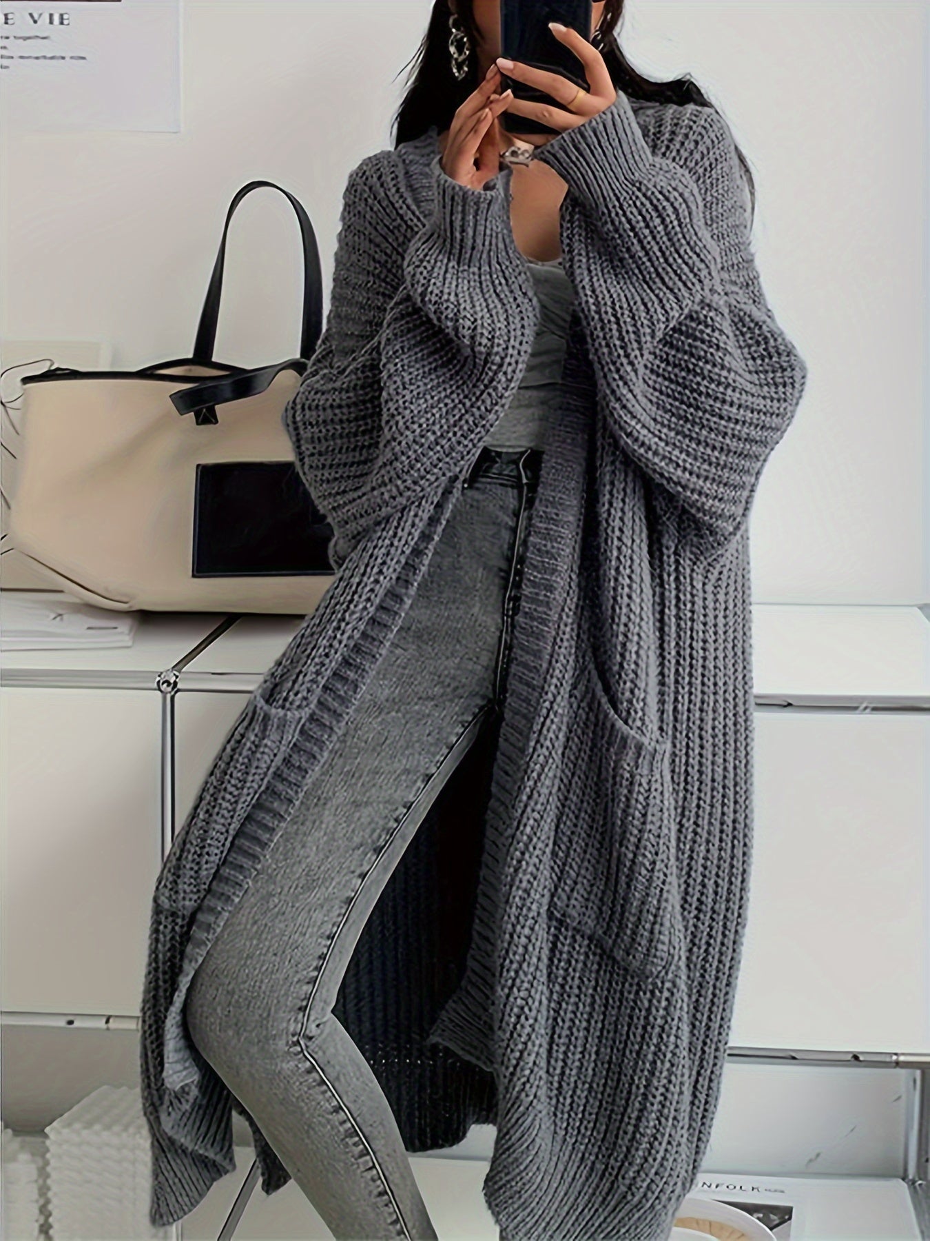 Soft Large Pocket Ladies Wool Sweater Cardigan - OutfitLondon