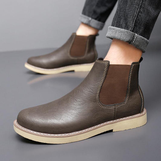 Men's Classic Leather High-Top Chelsea Boots