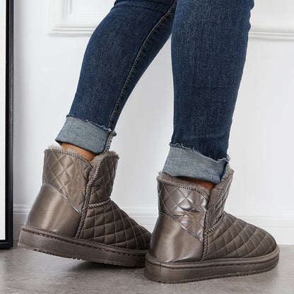 Warm Fur Lined Winter Booties Furry Waterproof Snow Ankle Boots