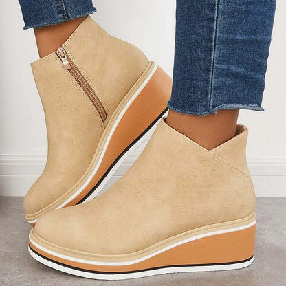 Fashionable Ankle Boots with Side Zipper