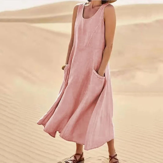 Elegant Summer Linen Dress - OutfitLondon