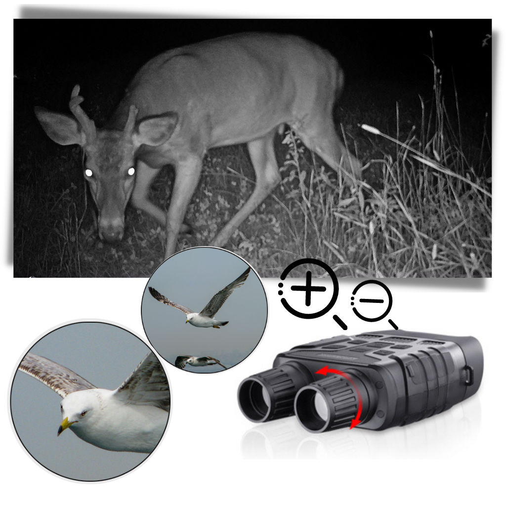 Digital Night Vision Infrared Binoculars w/ 4x HD Zoom Optics & Photos Videos with Audio