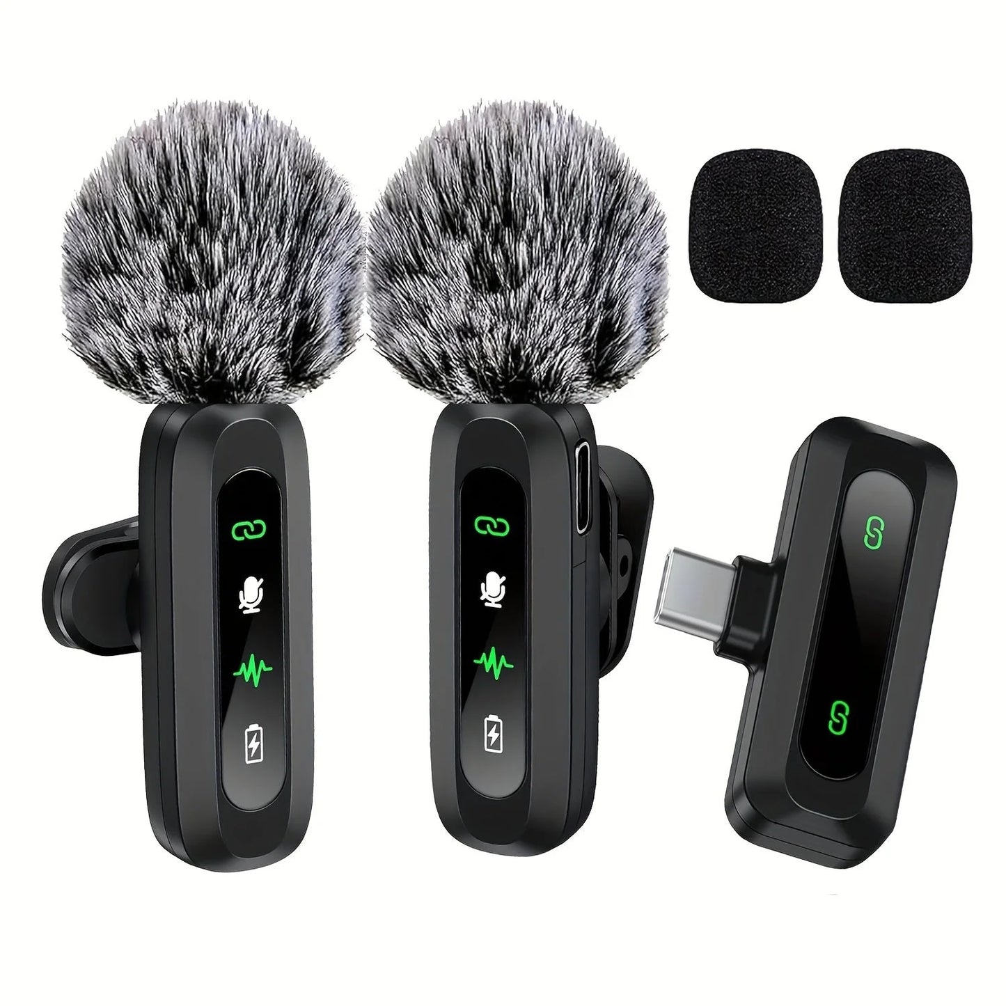 Wireless Lavalier Microphone with USB-C Connectivity for Smartphones and Tablets – Compact Design, Ideal for Podcasts and Vlogs