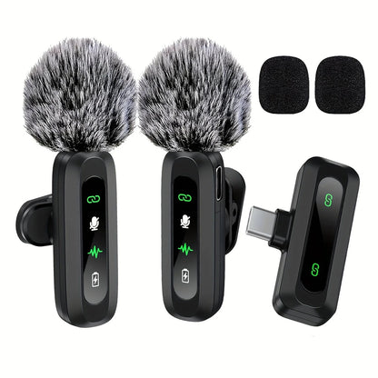 Wireless Lavalier Microphone with USB-C Connectivity for Smartphones and Tablets – Compact Design, Ideal for Podcasts and Vlogs