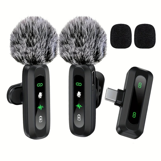 Wireless Lavalier Microphone with USB-C Connectivity for Smartphones and Tablets – Compact Design, Ideal for Podcasts and Vlogs