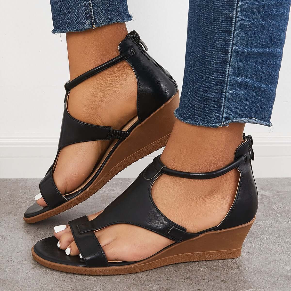 Ladies Wedge Open Toe Comfort Sandals