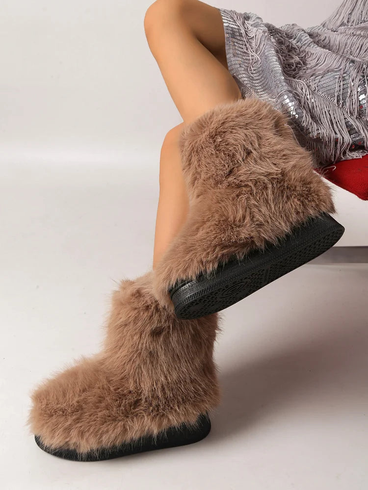 Warm Faux Fur Ankle Boots for Women