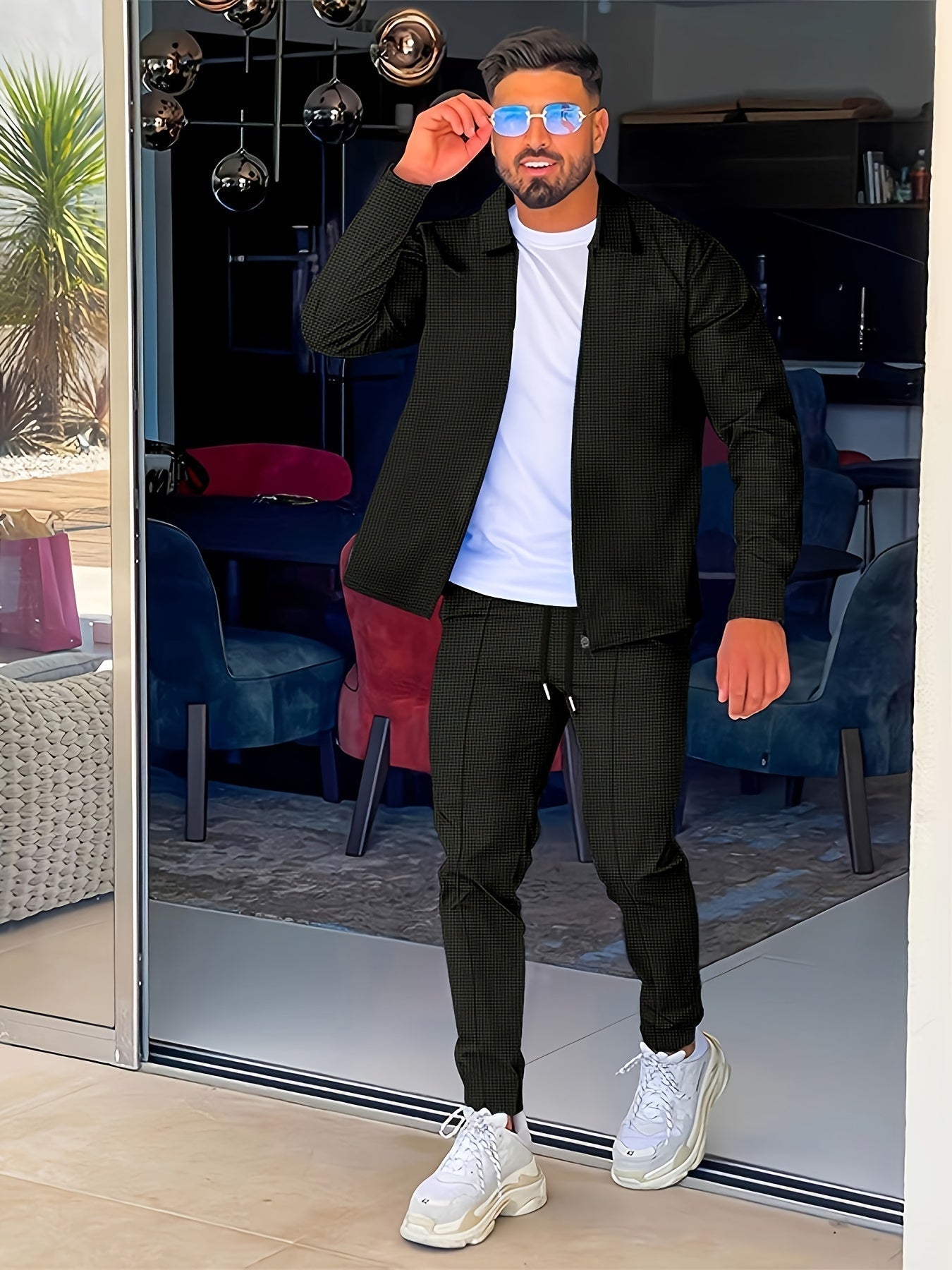 Cozy Fleece Men's Tracksuit With Zipper Hoodie