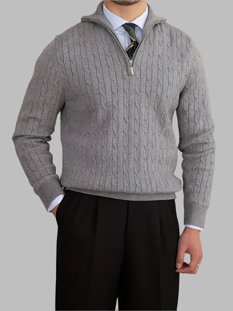 Cozy Mens Thermal Quarter Zip Fleece Sweater - OutfitLondon