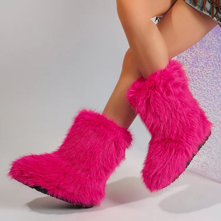 Warm Faux Fur Ankle Boots for Women