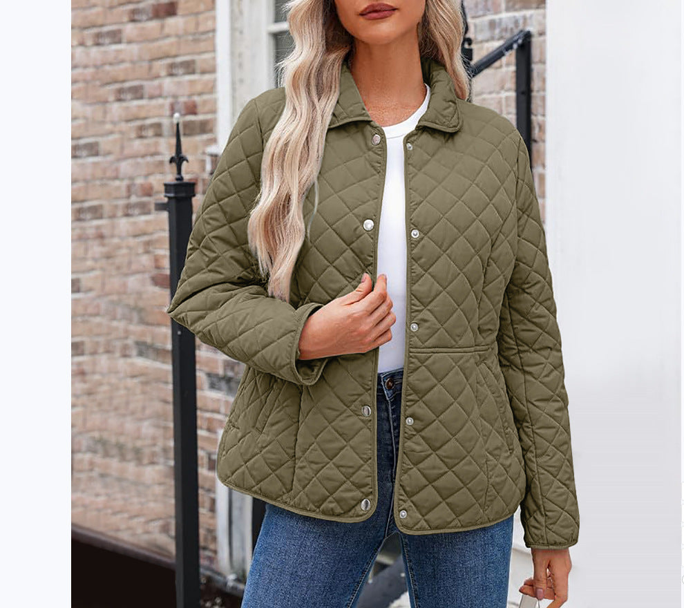Women's Casual Quilted Lapel Collar Jacket