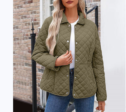 Women's Casual Quilted Lapel Collar Jacket