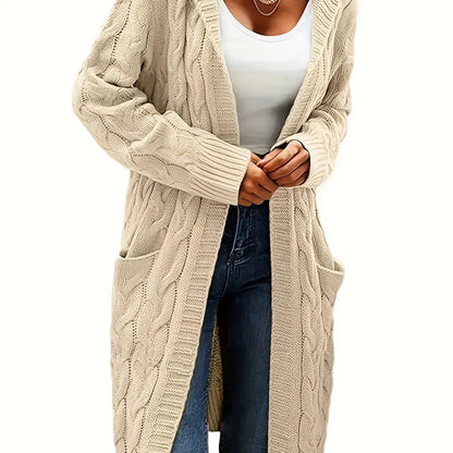 Cozy Open Front Winter Cardigan with Pockets