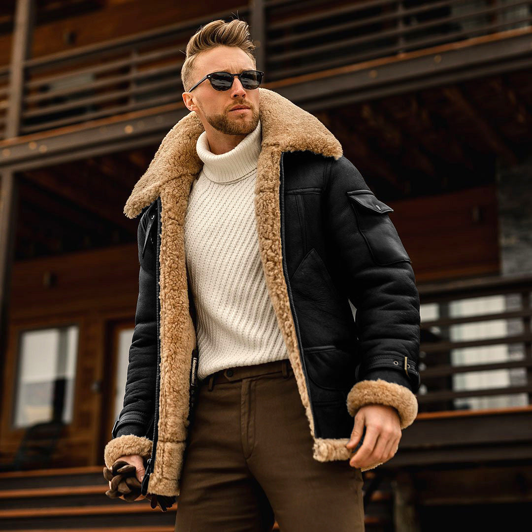 Premium Sheepskin Leather Aviator Jacket