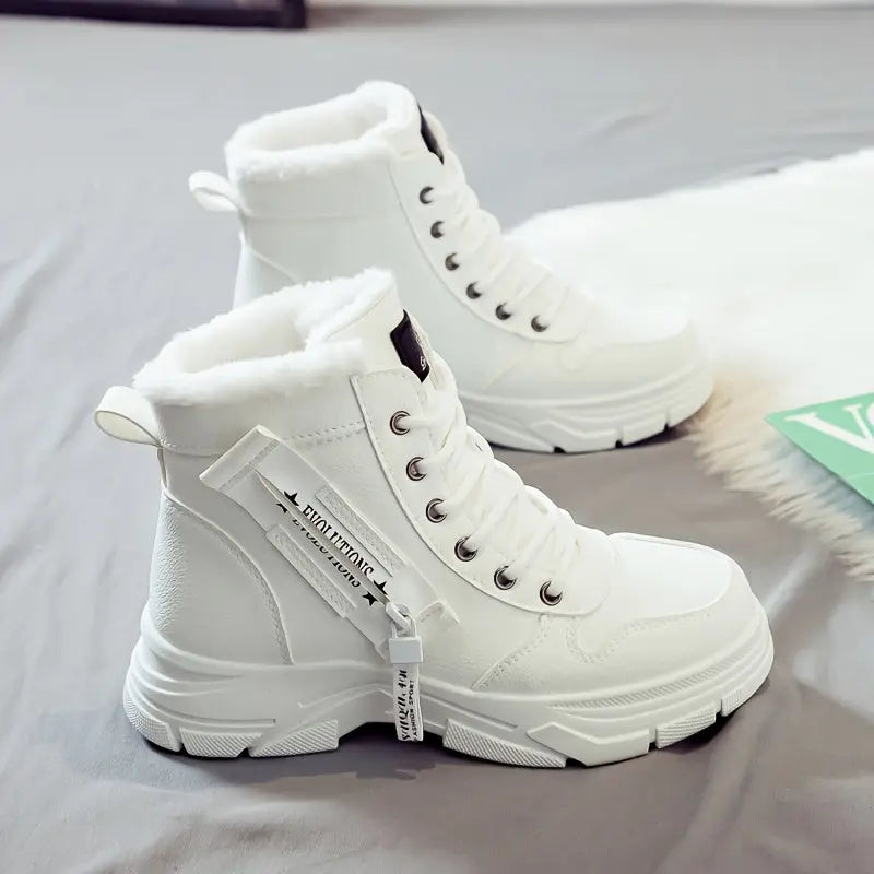 Warm Waterproof Women's Snow Boots with Fleece Lining