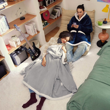 Plush Fleece Wearable Blanket Hoodie - Warm Zip Up