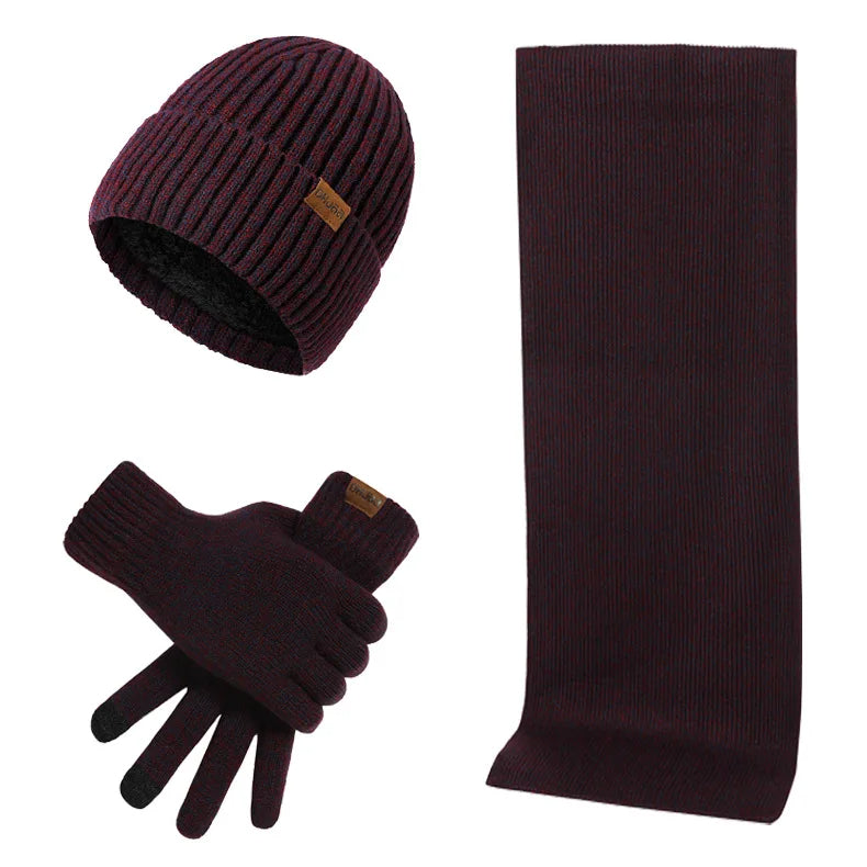 Warm Men's Winter Accessory Set Hat Scarf Gloves