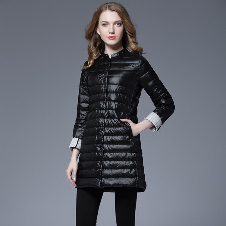Women's Slim Fit Down Jacket with Medium Length