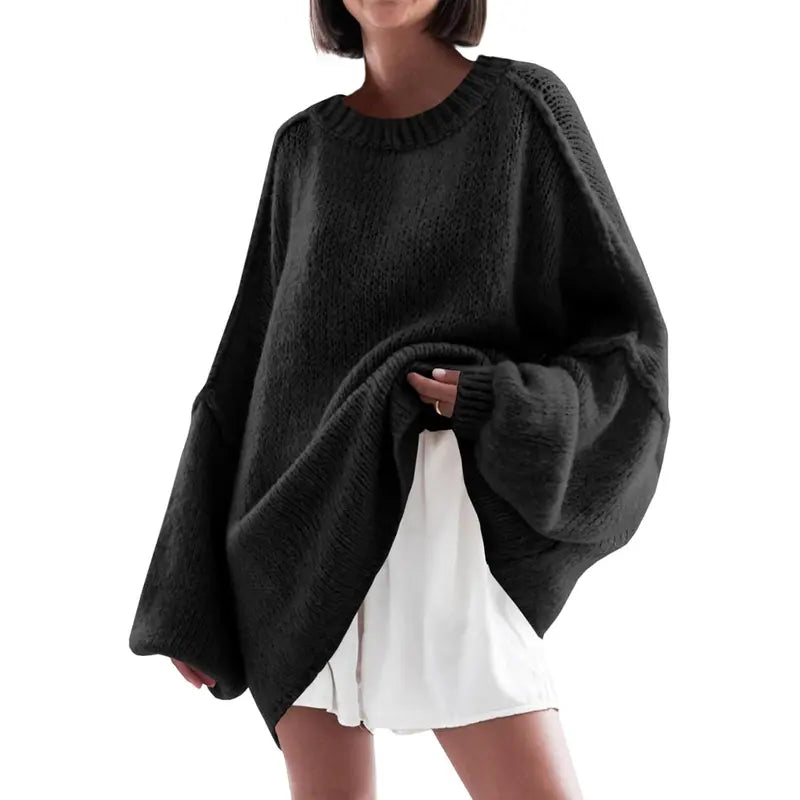 Soft Women's Long Sleeve Knit Casual Sweater Tunic