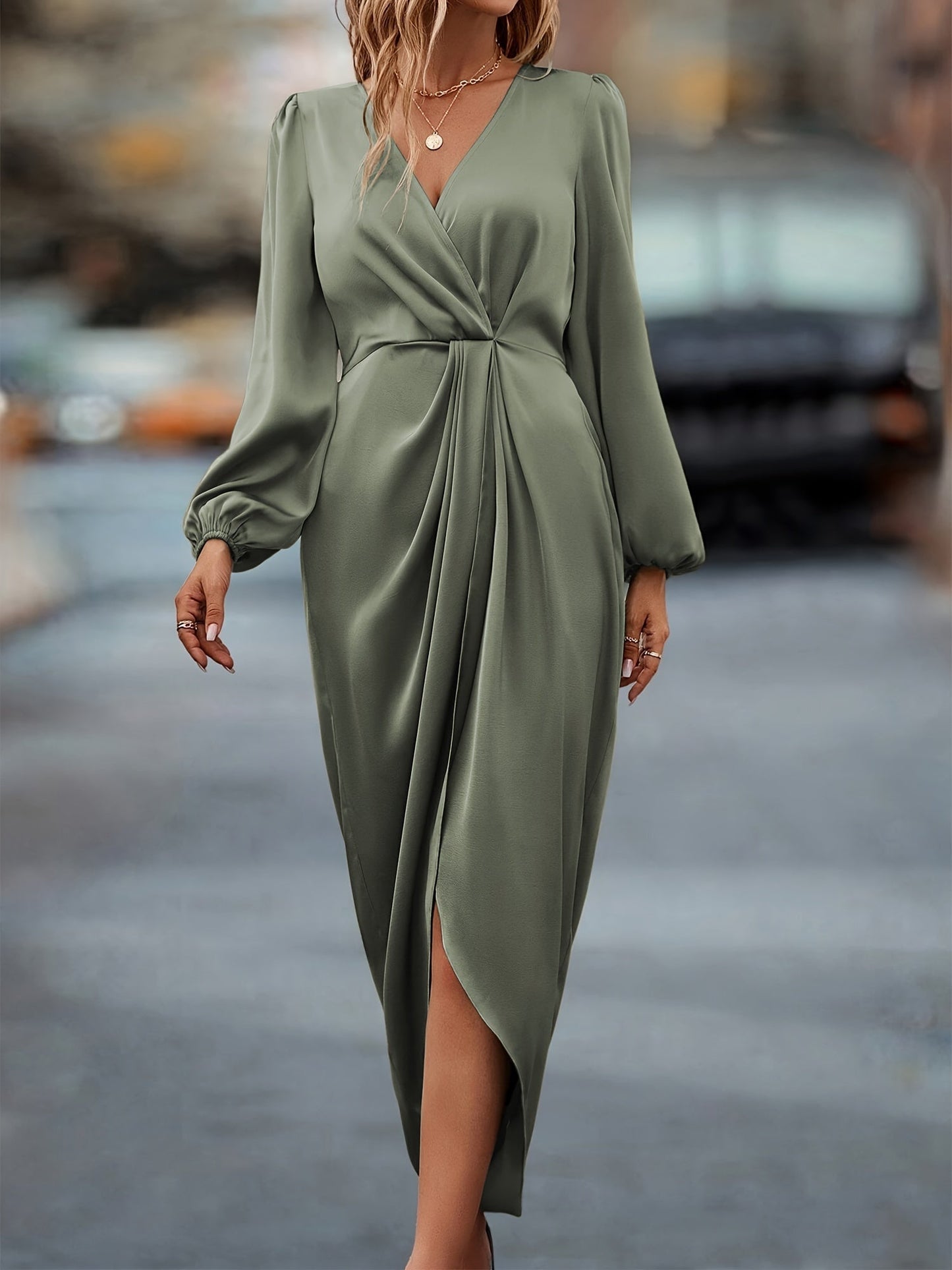 Stylish Deep V Neck Formal Gown for Ladies