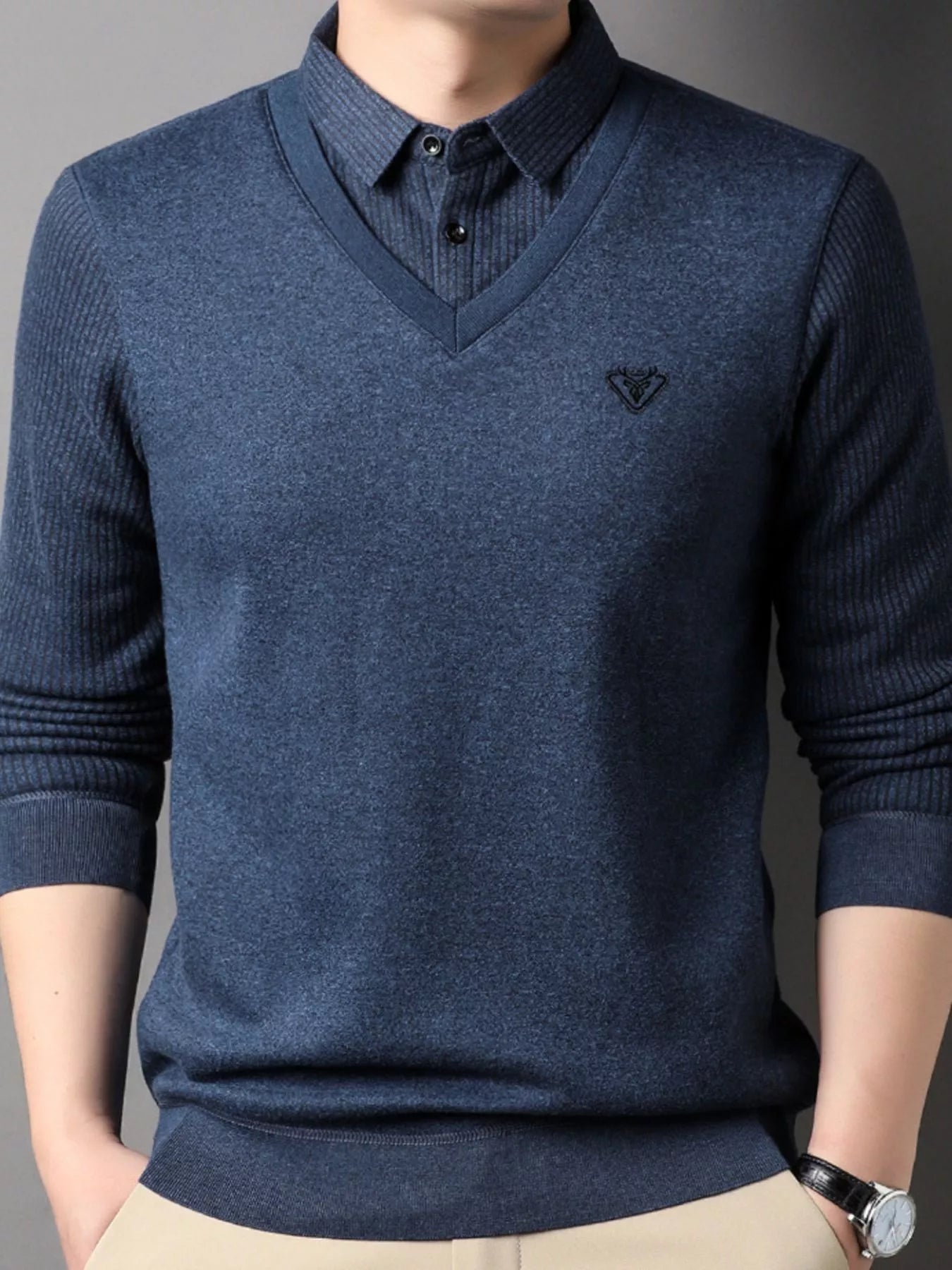 Large Size Crew Neck Pullover Sweater - OutfitLondon
