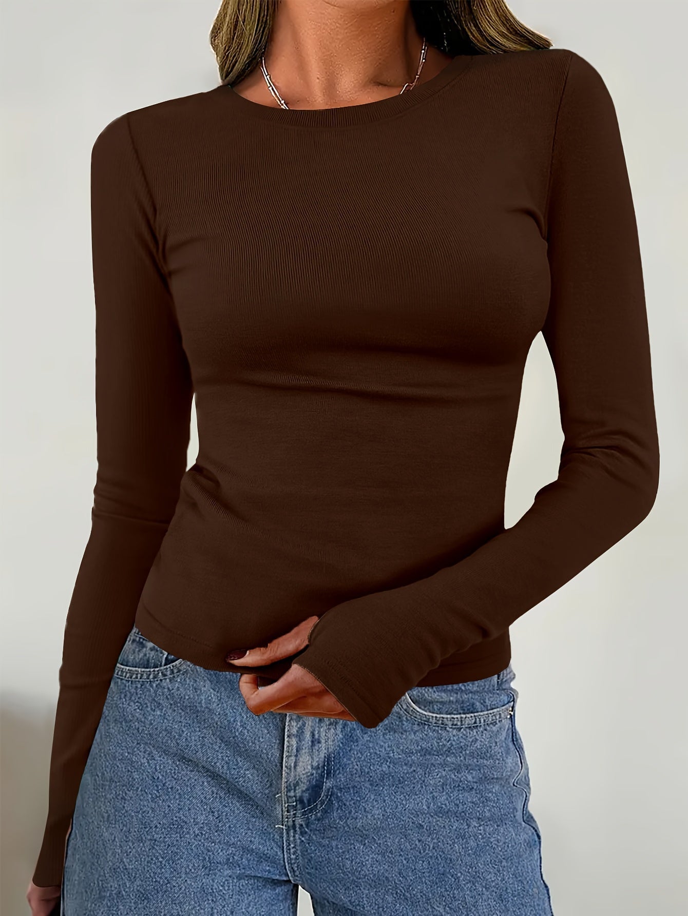 Women's Classic Round Neck Winter Sweater Top