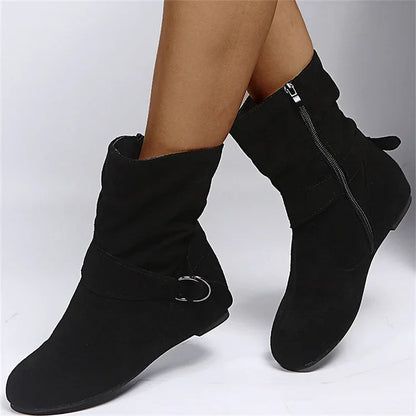 Chunky Block Heel Ankle Boots Retro Style