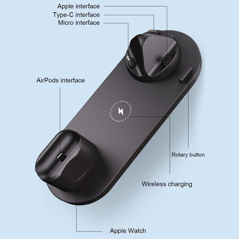 6 In 1 Wireless Charger For IPhone/Android/Type-C