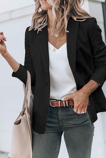 Timeless Ladies One Button Blazer with Pockets - OutfitLondon