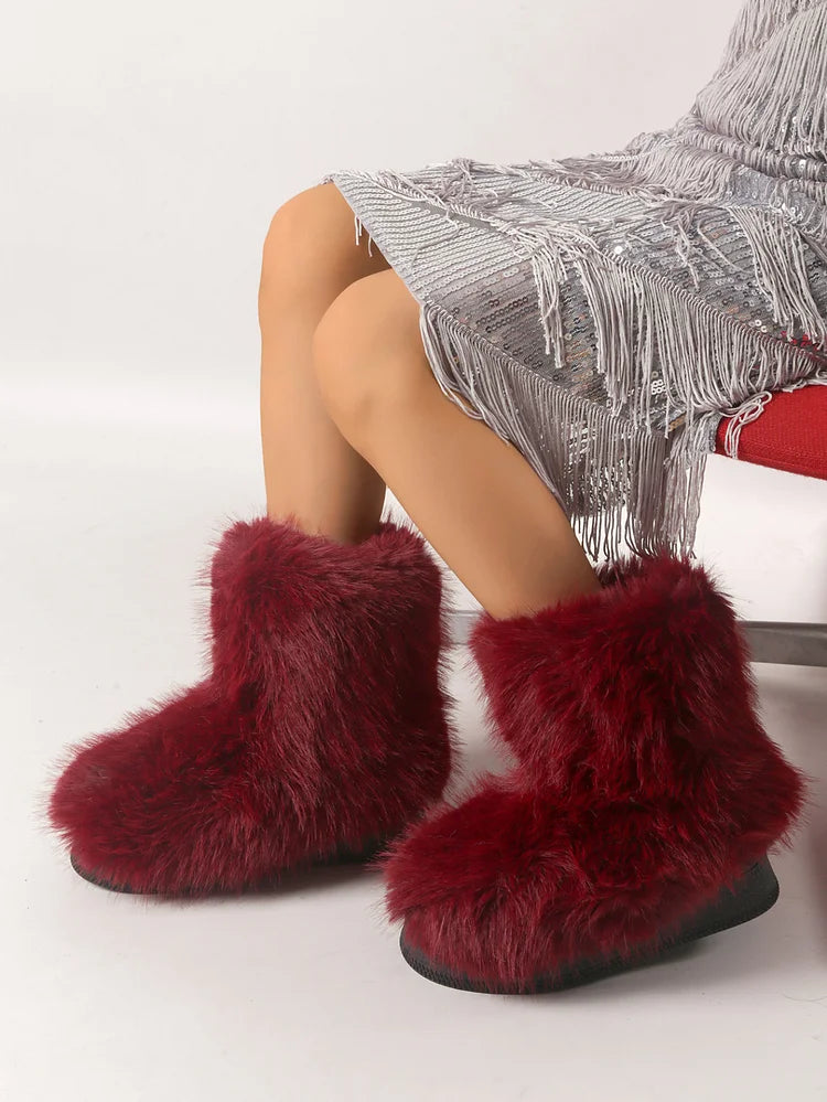 Warm Faux Fur Ankle Boots for Women