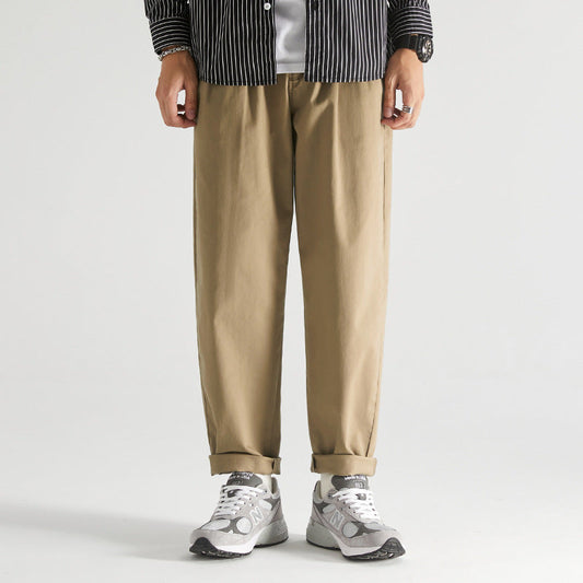 Men's Casual Slim Fit Tapered Cotton Trousers
