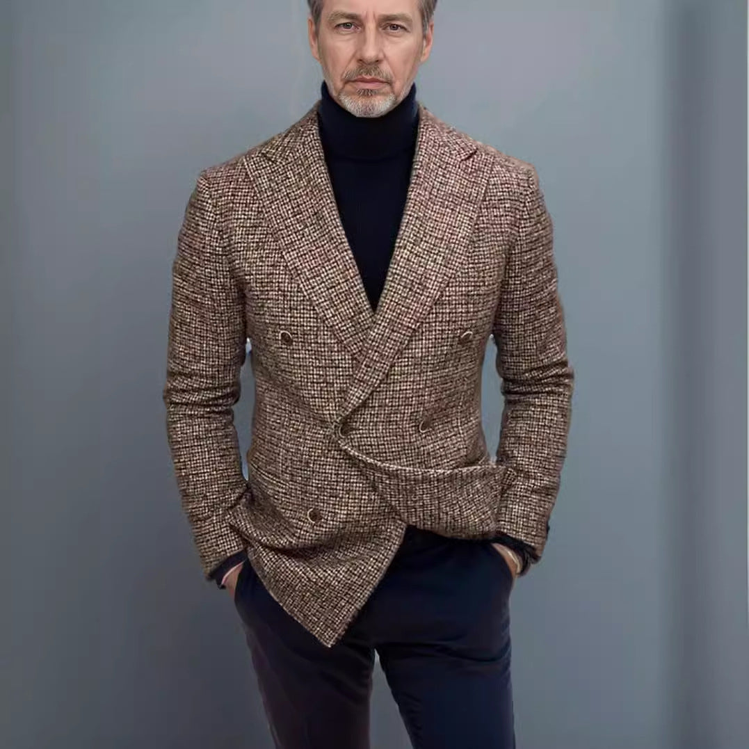 Men's Casual Slim Fit Plaid Suit Jacket