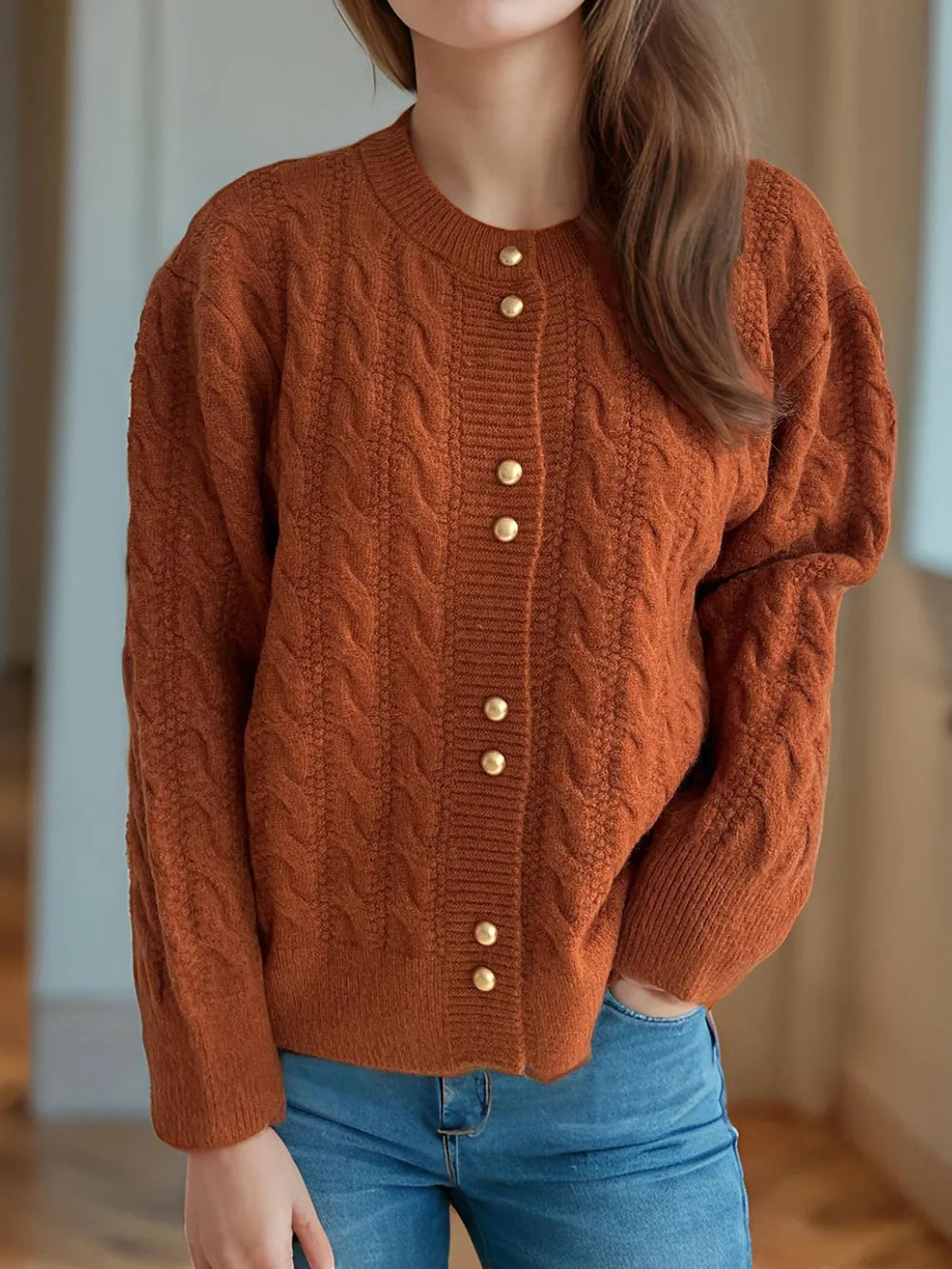 Soft Relaxed Fit Button Front Cardigan Sweater