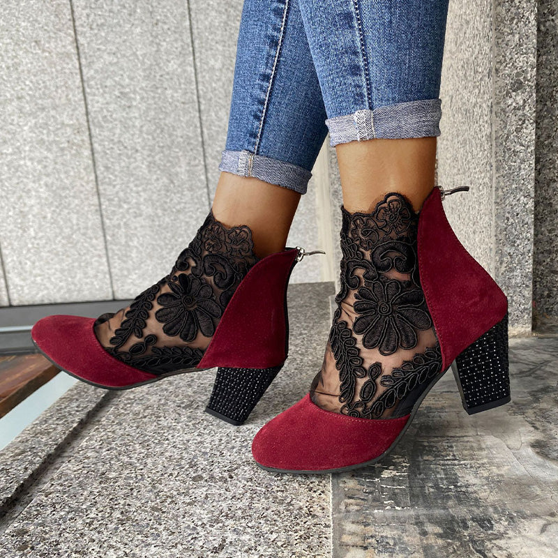 Elegant Lace High Heel Boots