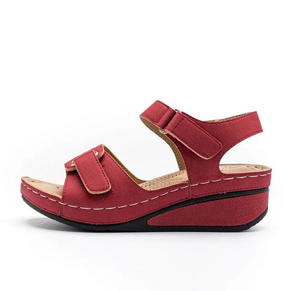 Orthopedic Wedge Velcro Leather Sandals For Women Casual Breathable Hollow Out
