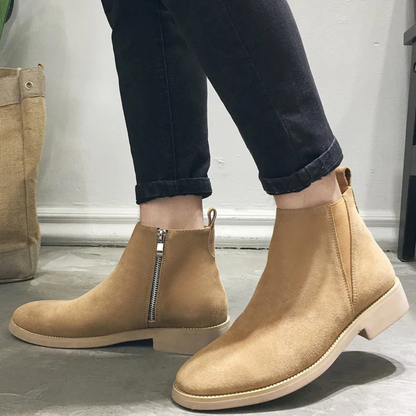 Luxury Men's Real Suede Chelsea Ankle Boots