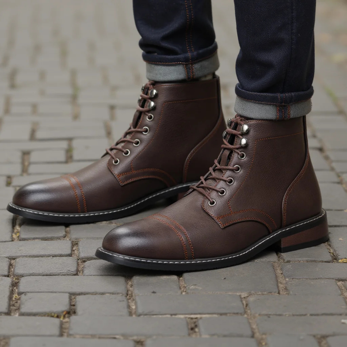 Tough Leather Lace Up Men's Ankle Boots