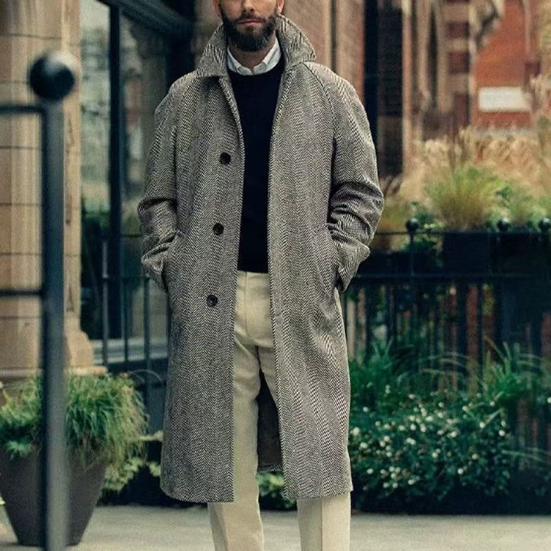 Men's Classic Wool Blend Loose-Fit Coat Gray
